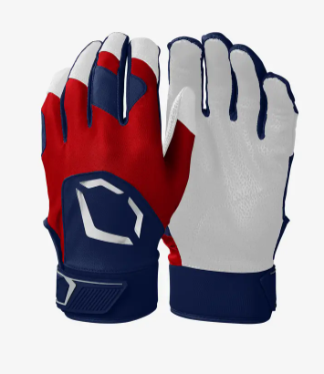 red and navy batting gloves