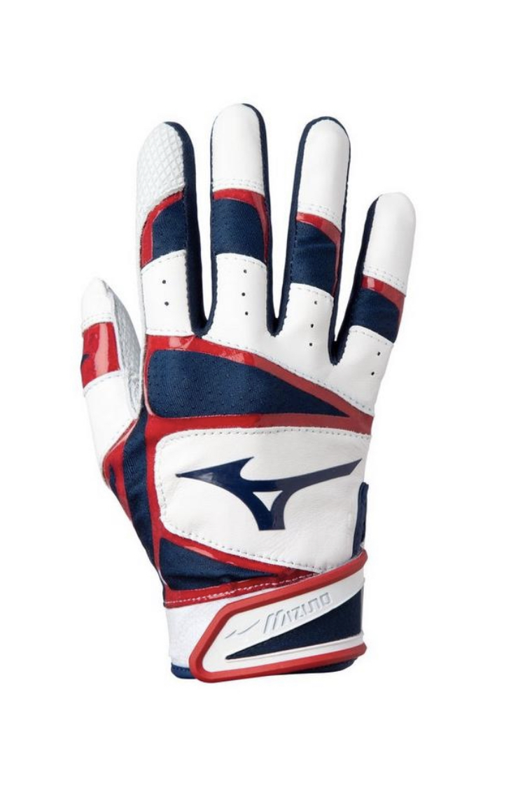 red and navy batting gloves