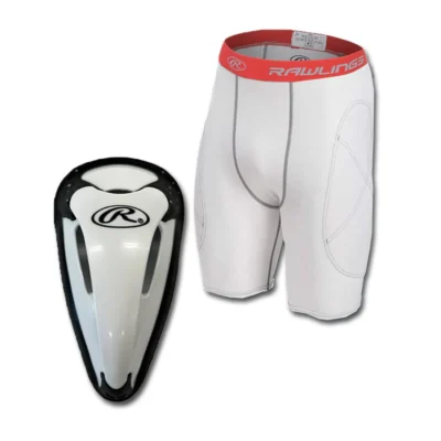 Rawlings Baseball Slider Shorts with Protective Cup - White